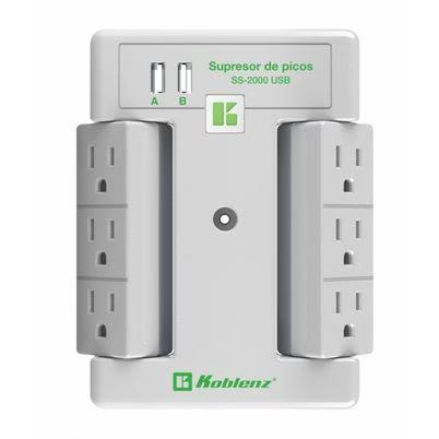Koblenz Supresor De Picos Ss-2000 Usb, 6 Contactos, 2x Usb, 2000 Joules 00-5348-00-8