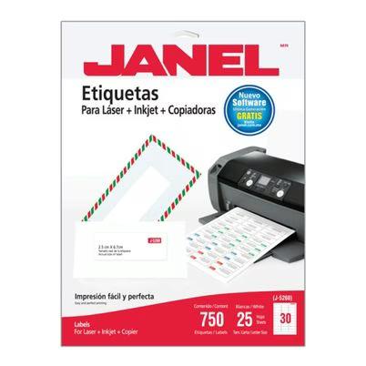 Etiquetas Autoadhesivas Janel 1085260101 Laser, Inyeccion De Tinta 750 Pieza(S) Blanco