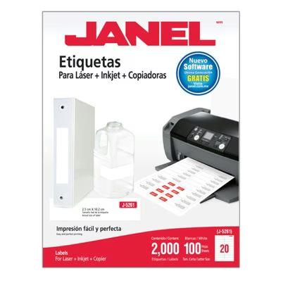 Etiquetas Autoadhesivas Janel 1095261101 Laser, Inyeccion De Tinta 100 Hojas(S) Blanco