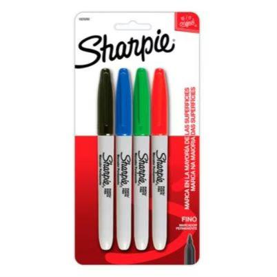 Marcador Permanente Sharpie 1825090 Tipo De Punta Fina 0.5mm Base De Aceite Cuerpo Redondo Paquete Con 4 Pieza(S) Color Del Producto Blanco, Rojo
