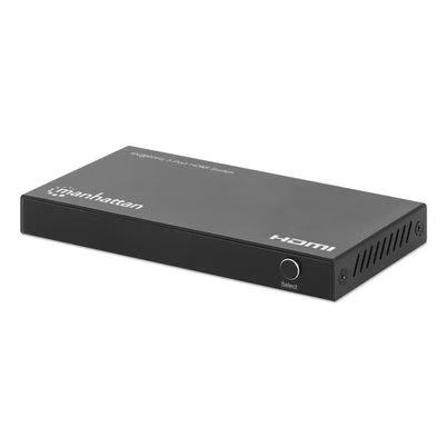 Divisor De Video Manhattan 208222 Ancho De Banda De 18 Gbit/S 4 Puertos Interfaz Hdmi, Usb-C 4k Ultra Hd Material De La Cubierta Metal Color Negro