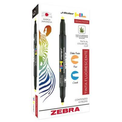 Resaltador Zebra Jroller Hl 300azlcnc006 Doble Punta Ultra Fina Cuerpo Redondo No Toxico Tinta Fluorescente De Secado Rápido Paquete Con 6 Piezas Color Azul