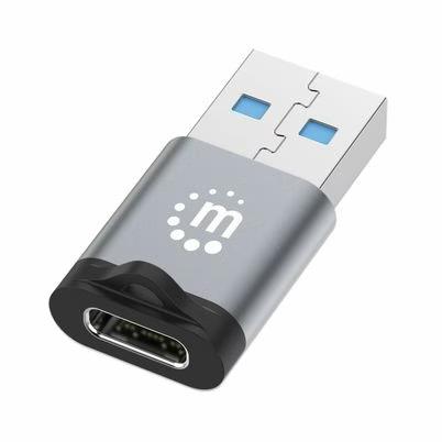 Manhattan 356305 Cambiador De Género Para Cable Usb-A Usb-C Negro, Gris