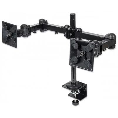 Manhattan Soporte Con Brazos De Doble Movimiento Para 2 Monitores Hasta 24", Max. 12kgs, Negro 420808