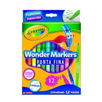 Plumones Crayola Wonder 580080m002 Punta Fina Tinta A Base De Agua Paquete Con 12 Piezas Por Paquete Lavables Material Del Plumón Plástico Colores Variados
