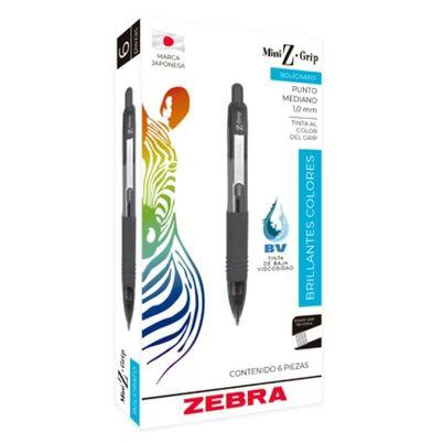 Bolígrafo Zebra Mini Z-Grip Rx 7907-01/6 Punta Mediana 1.0 Mm Punta De Bola Retráctil Tinta De Aceite Paquete Con 6 Pieza(S) Color De La Tinta Azul