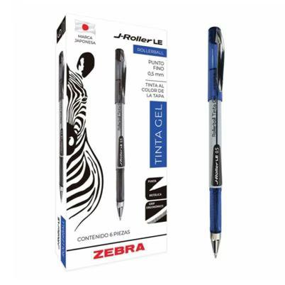 Bolígrafo Zebra J-Roller 8601-Le/6 Punta Fina 0.7 Mm Tinta A Base De Gel Retráctil Paquete Con 6 Pieza(S) Cuerpo De Acero Inoxidable Color De La Tinta Azul