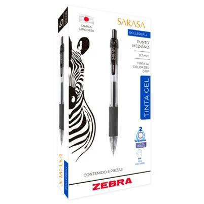 Bolígrafo Zebra Sarasa Clip 8800/6 Punta Fina 0.7 Mm Punta De Bola Retráctil Tinta De Gel Paquete Con 6 Pieza(S) Color De La Tinta Negro