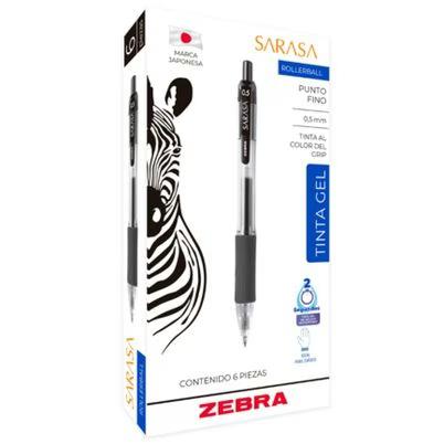 Lapicero Zebra Z-Grip 8850/6 Punta Fina 0.5mm Tinta De Gel Retráctil 6 Pieza(S) Por Paquete Color De La Tinta Negra