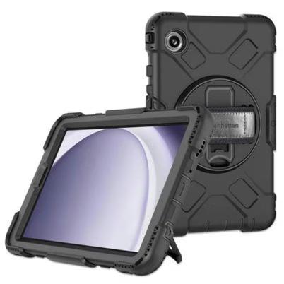 Funda De Uso Rudo Para Tablet Manhattan 996525 (8.7”) Giro De 360° Con Correa Material De Elaboración Policarbonato Compatible Con Samsung Galaxy Tab A9 Color Negro