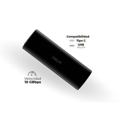 Gabinete Para Disco Duro Externo Acteck Ac-936460 (2.5") Capacitada Maxima De Almacenaje 4tb Usb-A.3.2 Interfaz Pci Express 3.0 Transferencia 6 Gbit/S Color Negro