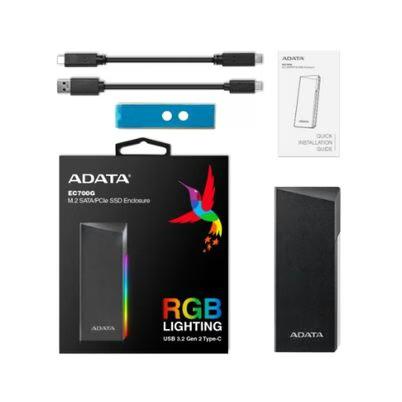 Adata Aec700gu32g2-Cgy Caja Para Disco Duro Externo Caja Externa Para Unidad De Estado Sólido (Ssd) Negro M.2