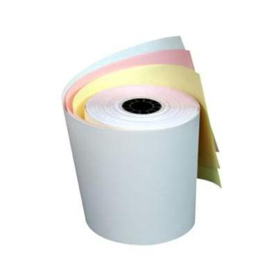 Rollo De Papel Autocopia Pcm Bra7670 Térmico Directo Formato (76x70) Con Marca De Fin De Rollo Blanco, Amarillo