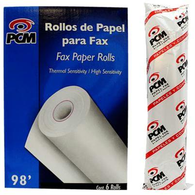 Papel Para Fax Pcm Cfax30pcm6 (9.5") Térmico 30m Bond Color Blanco Paquete Con 6 Rollo(S)