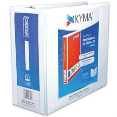 Carpeta Kyma Pressboard Cpkcbhd-500-Bca 5" Tamaño Carta Con Argollas Tipo "D" Capacidad 800 Hoja(S) Vista Panorámica Material Vinilo Color Del Producto Blanco
