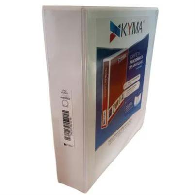 Carpeta Kyma Cpkcbho-300-Bcof (3") Tamaño Oficio Con Argollas Tipo "O" Capacidad 650 Hoja(S) Vista Panorámica Material Vinilo Color Del Producto Blanco