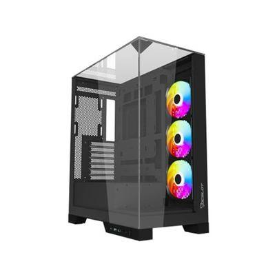 Gabinete Ocelot Gaming Glass Hunter 3 / Mini Tower /Atx, M-Atx, Itx Listo Para Mb Btf / Panel Lateral, Frontal Y Superior De Cristal Templado/ Incluye 3 Ventiladores / Enfriamiento Liquido Hasta 3600m