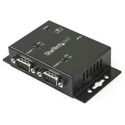 Startech.Com Concentrador Hub Industrial De 2 Puertos Serie Serial Rs232 A Usb Montaje Riel Din Pared