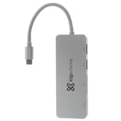 Hub Klip Xtreme Kcr-500 Conectividad Alámbrica-Usb 3.2 5 Puerto(S) Interfaz Usb-A, Usb-C Transferencia De Datos De 5000 Mbit/S Material De La Cubierta Abs Color Del Producto Gris
