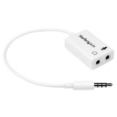 Startech.Com Adaptador De Auriculares Con Micrófono Mini-Jack 3, 5mm 4 Pines A Conectores De Auriculares Y De Micrófono - M A 2xh Blanco