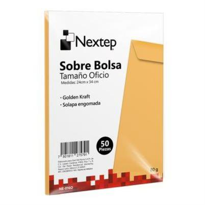 Sobre Bolsa Económico Nextep Ne-016o Tamaño Oficio Cerradura De Solapa Engomada Paquete Con 50 Piezas Color De Los Sobres Cafe