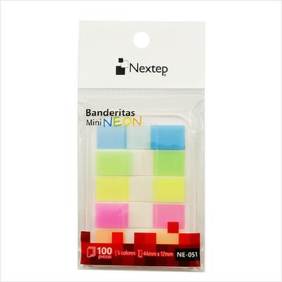 Banderitas Adhesivas Nextep Post-It Ne-051 Longitud (44x12)Mm Rectangulares Estuche Con 100 Hoja(S) Material Papel Color Neon Transparente
