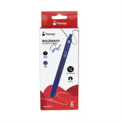 Bolígrafo Nextep Ne-062as Punta Fina 0.5 Mm Retráctil Tinta A Base De Gel Retráctil Silencioso Paquete Con 6 Pieza(S) Color De La Tinta Azul