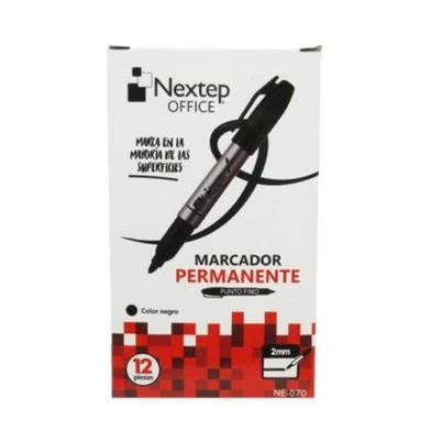 Marcador Permanente Nextep Ne-070 B Punta Fina Redonda 2 Mm Base De Alcohol No Toxico 12 Piezas Por Paquete Incluye 2 Marcadores Adicionales Color De La Tinta Negro