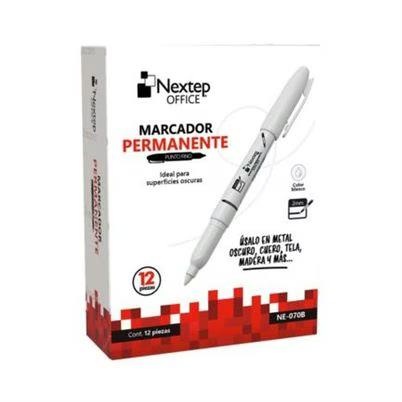 Marcador Permanente Nextep Ne-070b Punta Fina Redonda 2mm Cuerpo Redondo No Toxico Paquete Con 12 Piezas Color Blanco