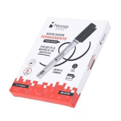 Marcador Permanente Nextep Ne-077n Punta De Cincel Gruesa 0.4 Mm Cuerpo Redondo Tinta A Base De Alcohol Paquete Con 6 Piezas Color De La Tinta Negro