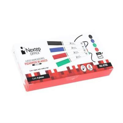 Marcador Nextep Ne-078e Punta Fina 2.5 Mm Cuerpo Redondo Tinta A Base De Alcohol Paquete Con 4 Piezas Colores Variados