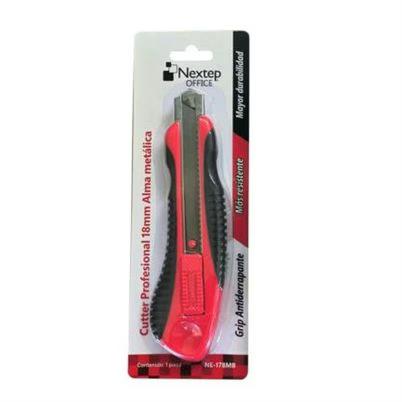 Cutter Nextep Soluciones Ne-178mb Navaja Grande De Navaja 18 Mm Reforzada Materials Cuerpo Plástico, Acero Inoxidable Color Rojo Con Negro