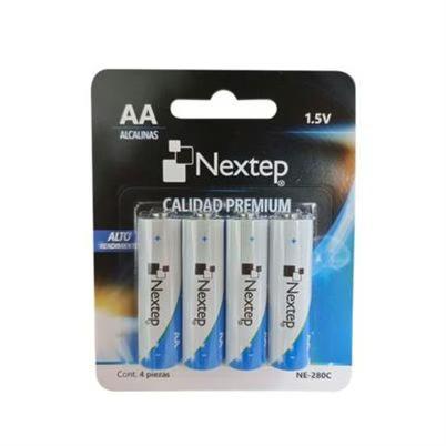 Baterías De Uso Domestico Nextep Ne-280c Alcalina Doble A Voltaje De Las Pilas 1.5v Paquete Con 4 Pieza(S) Color De Las Baterías Gris, Azul