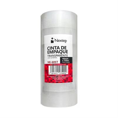 Cinta De Empaque Nextep Ne-605t (3") Tamaño (48x150) Mm Espesor De 40 Micras Paquete Con 6 Pieza(S) Material Polipropileno Color De La Cinta Transparente