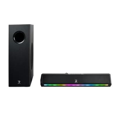 Barra De Sonido Perfect Choice Pc-114024 Potencia De Salida De 70w Rms 2.1 Canales Con Subwoofer Conectividad Alámbrica Iluminación Rgb Color Negro