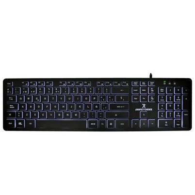 Teclado Perfect Choice Pc-201304 Tipo Qwerty Conectividad Alámbrico Interfaz Usb 2.0 Longitud Del Cable 1.5 M Iluminación Backlight Color Del Producto Negro
