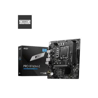 Tarjeta Madre Msi Pro B760m-E Compatibilidad Con Procesadores Intel Celeron, Pentium Gold Core I3, I5, I7, I9-Socket Lga 1700 Capacidad 128gb Ddr5-Sdram (Maxima) Interfaz Gigabit Ethernet Pci Express X16 Color Negro
