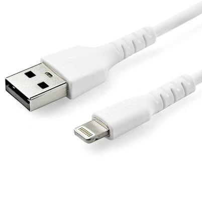 Startech.Com Cable Resistente Usb-A A Lightning De 1 M Blanco - Cable De Alimentación Y Sincronización Usb Tipo A A Lightning Con Fibra De Aramida Robusta - Con Certificación Mfi De Apple - Ipad/Iphone 12