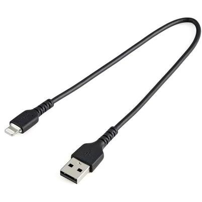 Startech.Com Cable Resistente Usb-A A Lightning De 30 Cm Negro - Cable De Sincronización Y Carga Usb Tipo A A Lightning Con Fibra De Aramida Resistente - Certificado Mfi De Apple - Para Ipad/Iphone 12