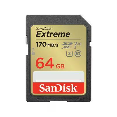 Memoria Flash Sandisk Extreme Sdsdxv2-064g-Gncin Sdxc 64gb Uhs-I (U3) Clase 10 Con Adaptador Negro