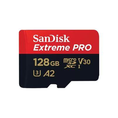 Memoria Flash Sandisk Extreme Pro Microsdxc 128gb (U3) Uhs-I Clase 10 Con Adaptador Rojo, Negro
