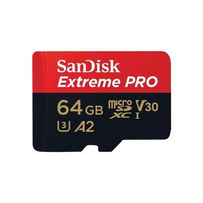 Memoria Flash Sandisk Extreme Pro Microsdxc 64gb Uhs-I (U3) Clase 10 Con Adaptador Negro, Rojo