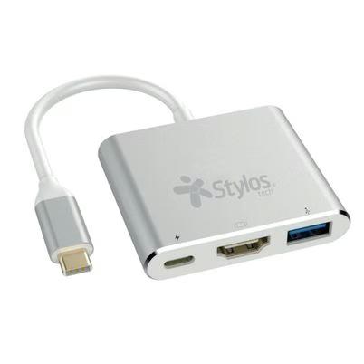 Hub De Interfaz Stylos Hb001 3 Puertos Alámbrico Usb C Transferencia 5000 Mbit/S Resolución (3840x2160) Plata