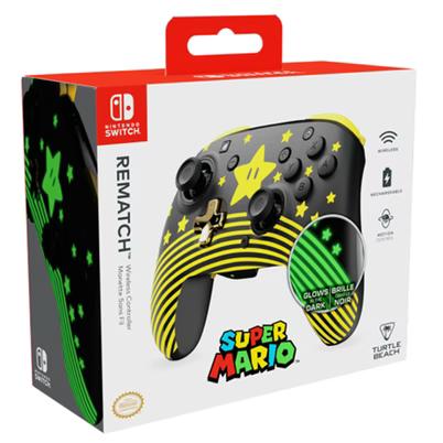 Control Turtle Beach Rematch Estrella De Super Mario Tbc-8101-75 Conectividad Inalámbrica Interfaz Usb-C Alcance Inalámbrico 9 M Compatible Con Nintendo Switch, Switch Lite Color Negro, Amarillo
