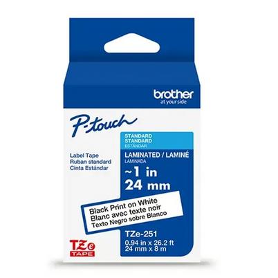 Cinta Laminada Brother Tze251g Tecnología De Impresión Transferencia Térmica Longitud De La Cinta 8 M Compatible Con P-/Pt-300 Color Negro Sobre Blanco