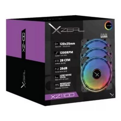 Enfriamiento Liquido Xzeal 360mm Redondo Xz-411 Cpu 3fanx120mm Argb 3 Pines+Pwm 4 Pines+Seguro Intel/Amd Negro